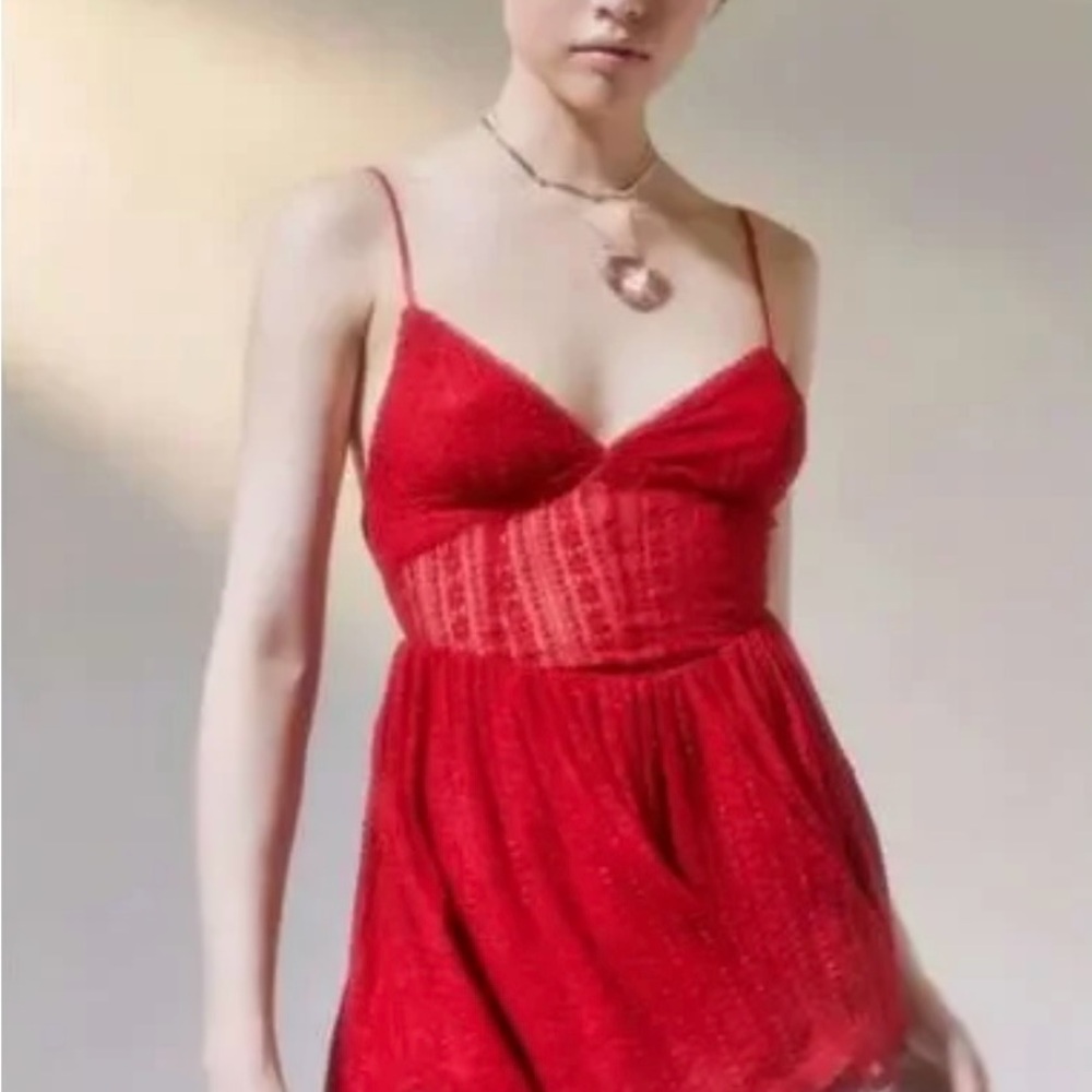 Urban Outfitters Red Lace Chemise